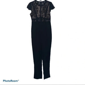 Boohoo lace top cap sleeves jumpsuit Sz 8